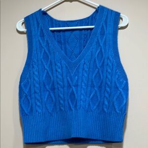 Blue Cable Knit Sleeveless Top